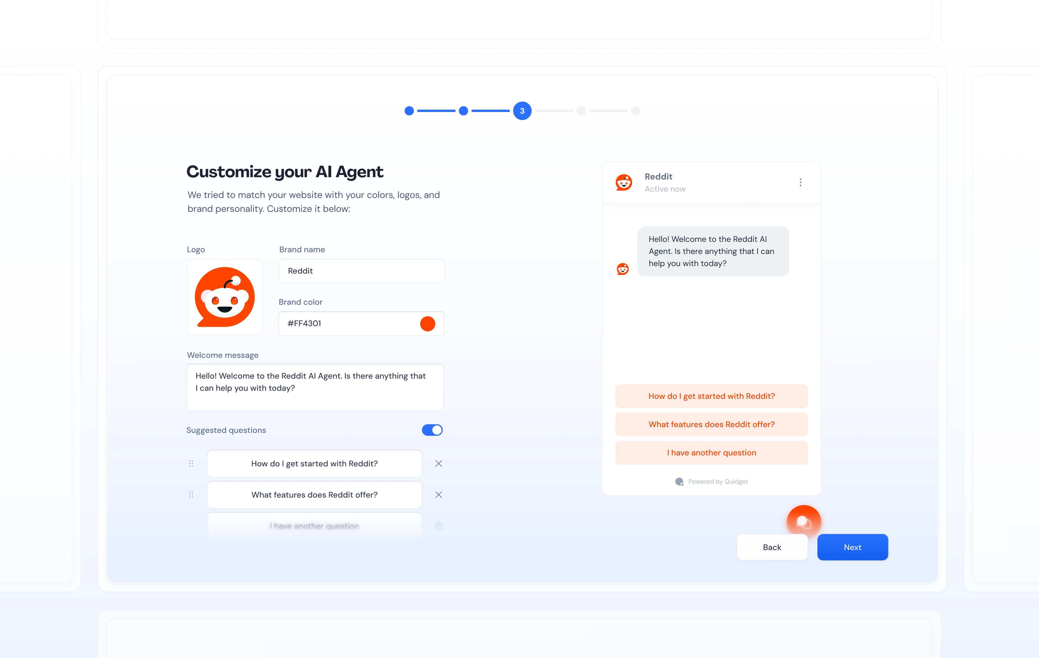 Quidget AI Agent onboarding